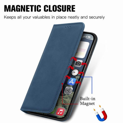 For iPhone 16e Retro Skin Feel Magnetic Flip Leather Phone Case(Blue) by bashfashion