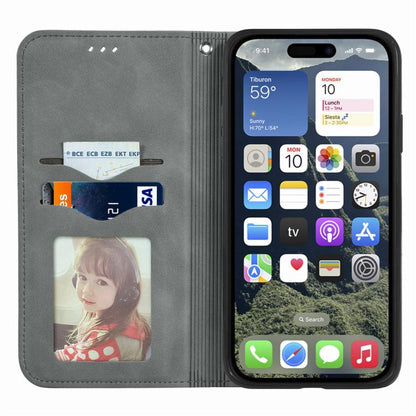 For iPhone 16e Retro Skin Feel Magnetic Flip Leather Phone Case(Gray) by bashfashion