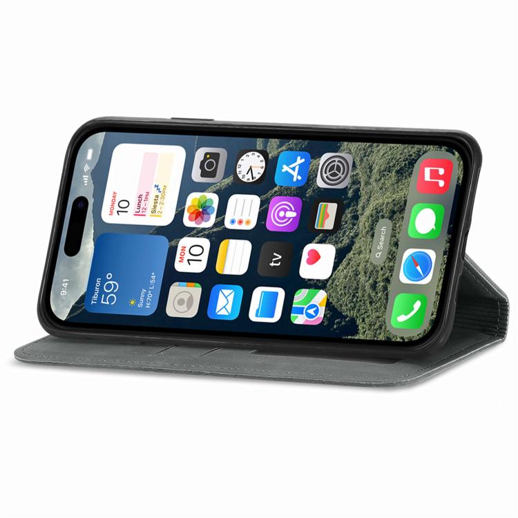 For iPhone 16e Retro Skin Feel Magnetic Flip Leather Phone Case(Gray) by bashfashion