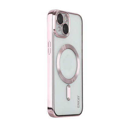 For iPhone 15 Plus ENKAY Hat-Prince Magsafe Electroplated TPU Clear Shockproof Phone Case(Pink) by ENKAY