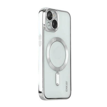 For iPhone 15 Plus ENKAY Hat-Prince Magsafe Electroplated TPU Clear Shockproof Phone Case(Silver) by ENKAY