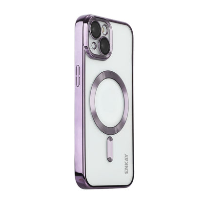 For iPhone 15 Plus ENKAY Hat-Prince Magsafe Electroplated TPU Clear Shockproof Phone Case(Purple) by ENKAY