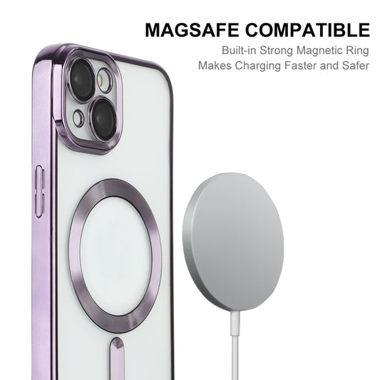 For iPhone 15 Plus ENKAY Hat-Prince Magsafe Electroplated TPU Clear Shockproof Phone Case(Purple) by ENKAY