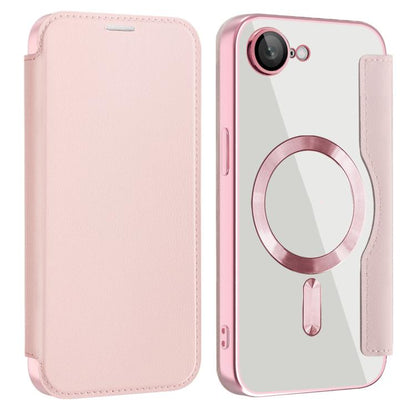 For iPhone 16e Shield MagSafe RFID Anti-theft Leather Phone Case(Pink) by bashfashion
