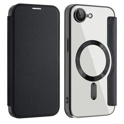 For iPhone 16e Shield MagSafe RFID Anti-theft Leather Phone Case(Black) by bashfashion