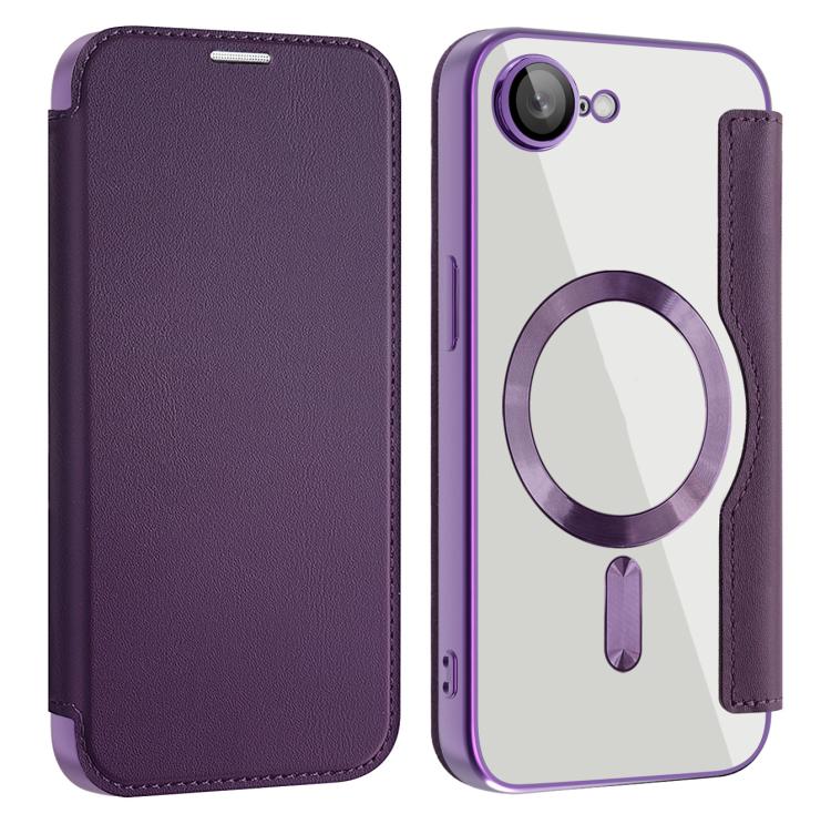 For iPhone 16e Shield MagSafe RFID Anti-theft Leather Phone Case(Purple) by bashfashion