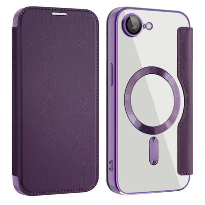 For iPhone 16e Shield MagSafe RFID Anti-theft Leather Phone Case(Purple) by bashfashion