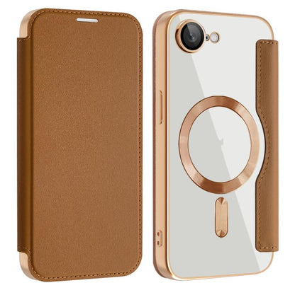 For iPhone 16e Shield MagSafe RFID Anti-theft Leather Phone Case(Brown) by bashfashion