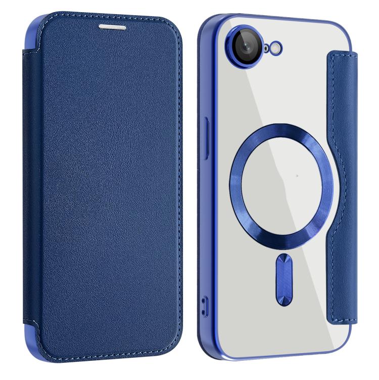 For iPhone 16e Shield MagSafe RFID Anti-theft Leather Phone Case(Dark Blue) by bashfashion