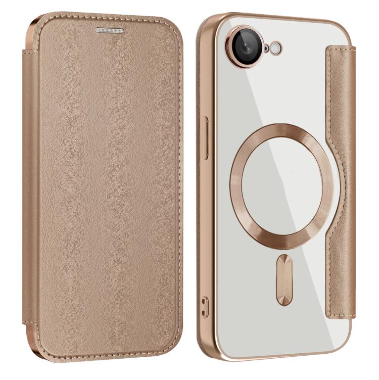 For iPhone 16e Shield MagSafe RFID Anti-theft Leather Phone Case(Desert Gold) by bashfashion