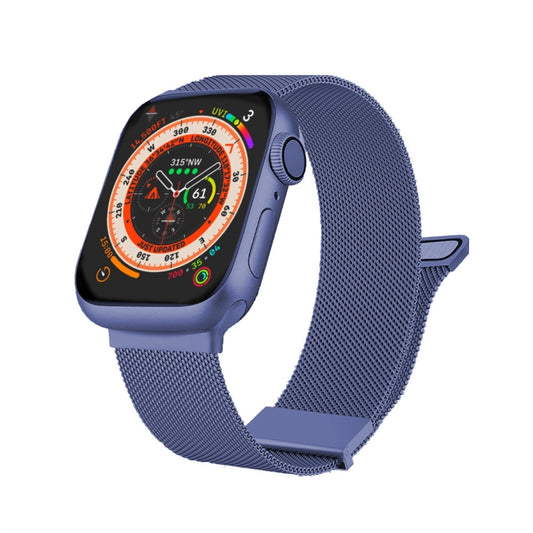 For Apple Watch SE 2022 44mm Milan Double Magnetic Steel Mesh Watch Band(Blue) by bashfashion