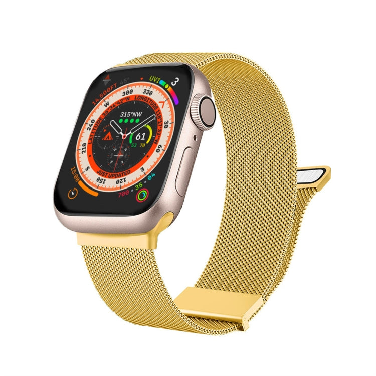 For Apple Watch 7 41mm Milan Double Magnetic Steel Mesh Watch Band(Gold) by bashfashion