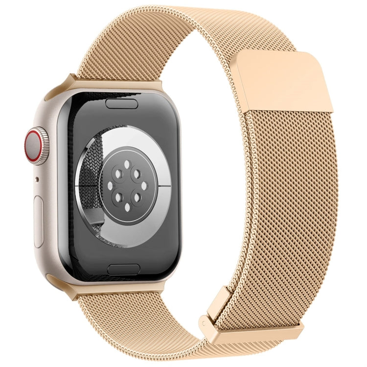 For Apple Watch 7 45mm Milan Double Magnetic Steel Mesh Watch Band(Rose Gold) by bashfashion