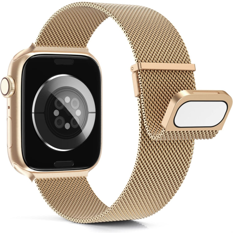 For Apple Watch 7 45mm Milan Double Magnetic Steel Mesh Watch Band(Rose Gold) by bashfashion