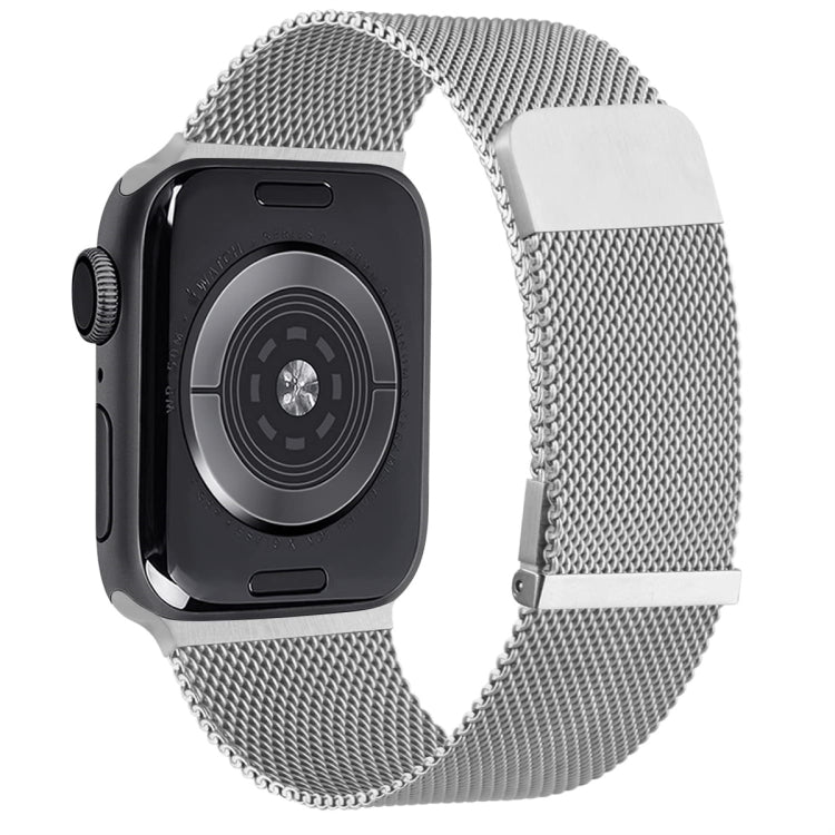 For Apple Watch 4 44mm Milan Double Magnetic Steel Mesh Watch Band(Silver) by bashfashion