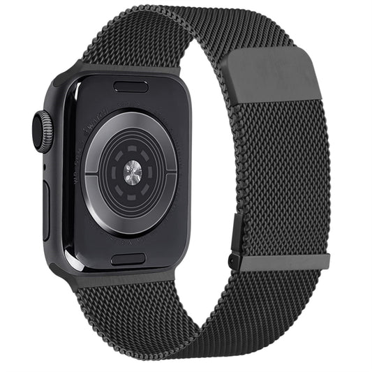 For Apple Watch 4 44mm Milan Double Magnetic Steel Mesh Watch Band(Black) by bashfashion