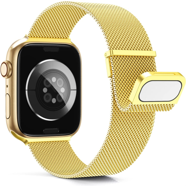 For Apple Watch 3 42mm Milan Double Magnetic Steel Mesh Watch Band(Gold) by bashfashion