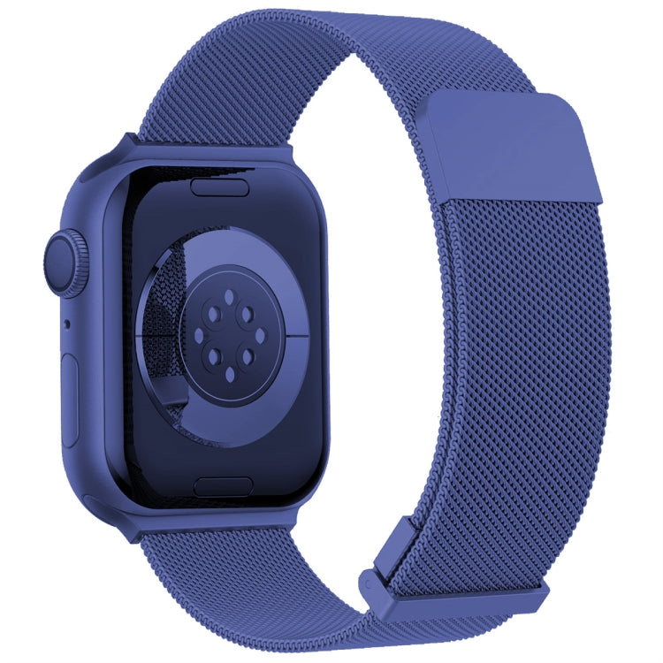 For Apple Watch 3 42mm Milan Double Magnetic Steel Mesh Watch Band(Blue) by bashfashion