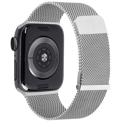 For Apple Watch 42mm Milan Double Magnetic Steel Mesh Watch Band(Silver) by bashfashion