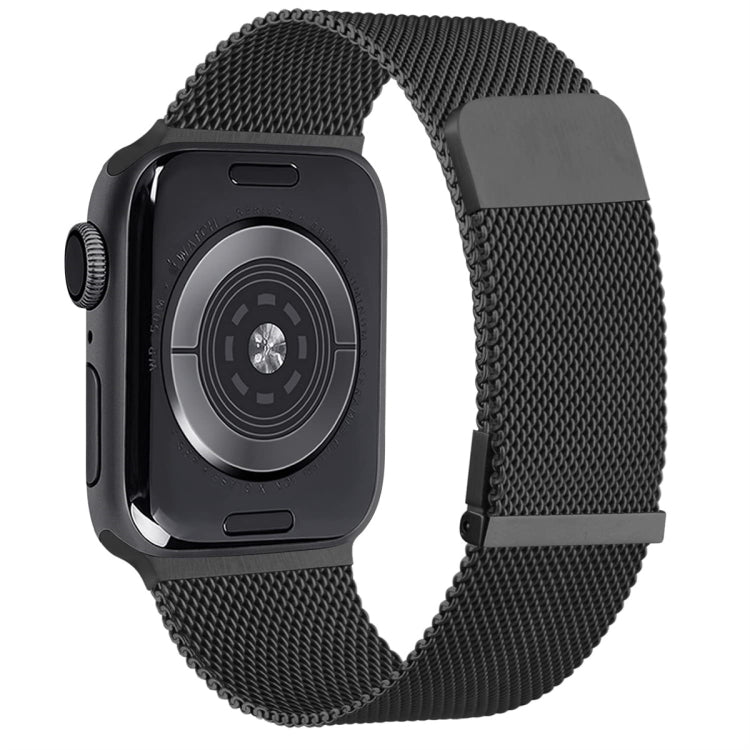 For Apple Watch 42mm Milan Double Magnetic Steel Mesh Watch Band(Black) by bashfashion