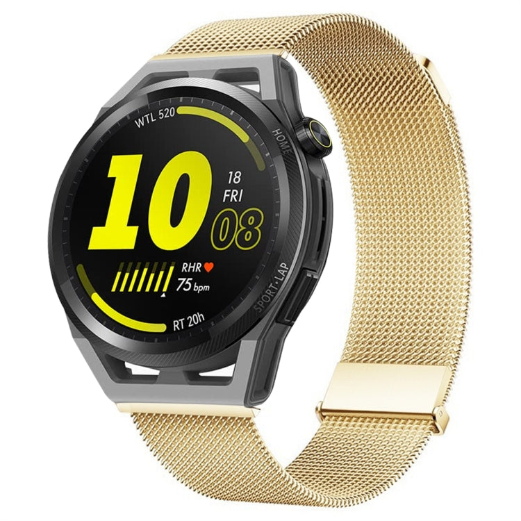 For Huawei Watch GT Runner Milan Double Magnetic Steel Mesh Watch Band(Gold) by bashfashion