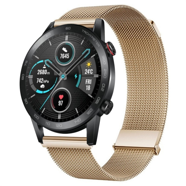 For Honor Magic Watch2 46mm Milan Double Magnetic Steel Mesh Watch Band(Rose Gold) by bashfashion