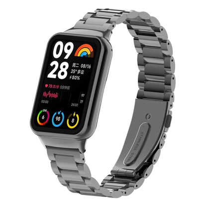 For Xiaomi Smart Band 9 Pro / 8 Pro Three Bead Metal Stainless Steel Watch Band(Black) by bashfashion