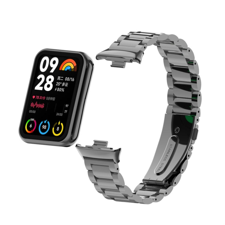 For Xiaomi Smart Band 9 Pro / 8 Pro Three Bead Metal Stainless Steel Watch Band(Black) by bashfashion