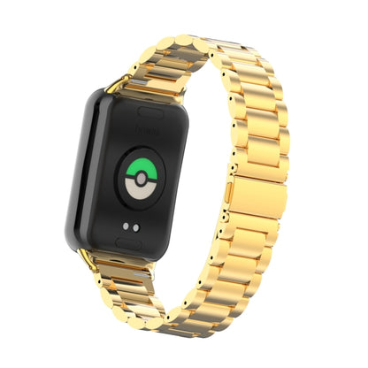 For Xiaomi Smart Band 9 Pro / 8 Pro Three Bead Metal Stainless Steel Watch Band(Gold) by bashfashion