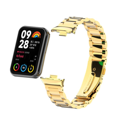 For Xiaomi Smart Band 9 Pro / 8 Pro Three Bead Metal Stainless Steel Watch Band(Gold) by bashfashion