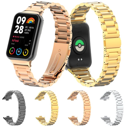 For Xiaomi Smart Band 9 Pro / 8 Pro Three Bead Metal Stainless Steel Watch Band(Black) by bashfashion