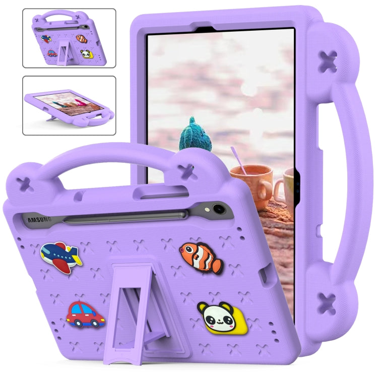 For Samsung Galaxy Tab S9 X710/X716B Handle Kickstand Children EVA Shockproof Tablet Case(Light Purple) by bashfashion