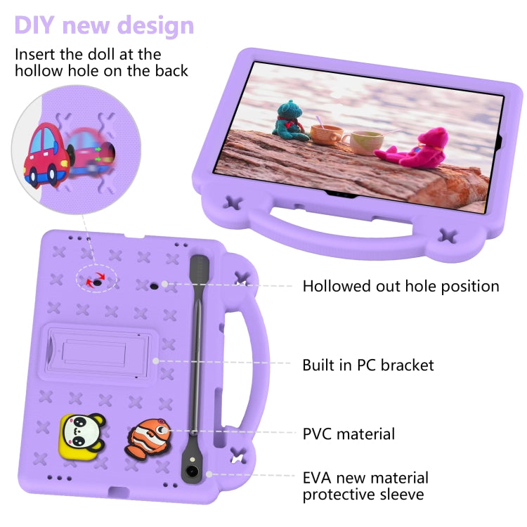 For Samsung Galaxy Tab S9 X710/X716B Handle Kickstand Children EVA Shockproof Tablet Case(Light Purple) by bashfashion