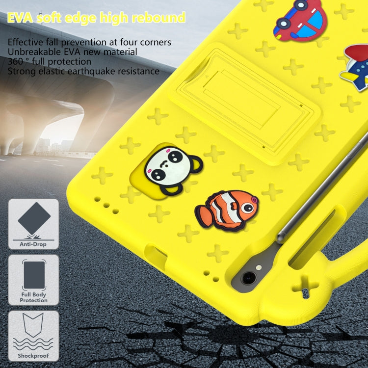 For Samsung Galaxy Tab S9 X710/X716B Handle Kickstand Children EVA Shockproof Tablet Case(Yellow) by bashfashion