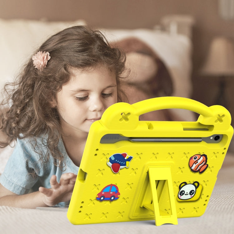 For Samsung Galaxy Tab S8 X700 Handle Kickstand Children EVA Shockproof Tablet Case(Yellow) by bashfashion