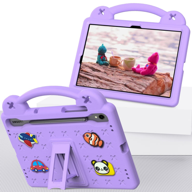 For Samsung Galaxy Tab S7 T870 Handle Kickstand Children EVA Shockproof Tablet Case(Light Purple) by bashfashion