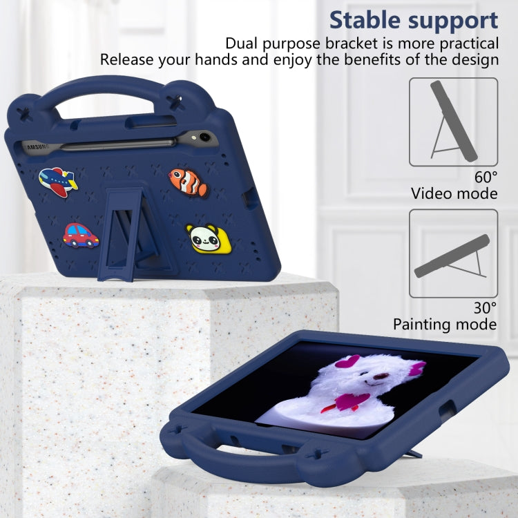 For Samsung Galaxy Tab S7 T870 Handle Kickstand Children EVA Shockproof Tablet Case(Navy Blue) by bashfashion