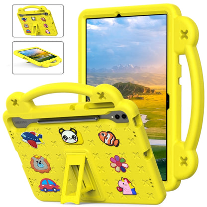 For Samsung Galaxy Tab S9 FE+ 12.4 X610N Handle Kickstand Children EVA Shockproof Tablet Case(Yellow) by bashfashion