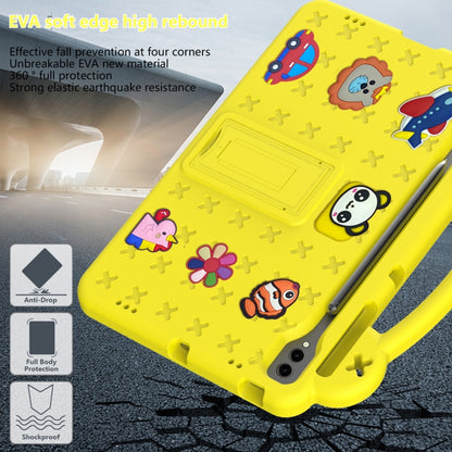 For Samsung Galaxy Tab S9 FE+ 12.4 X610N Handle Kickstand Children EVA Shockproof Tablet Case(Yellow) by bashfashion