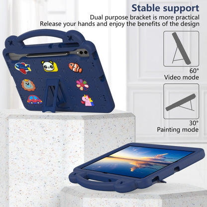 For Samsung Galaxy Tab S9 FE+ 12.4 X610N Handle Kickstand Children EVA Shockproof Tablet Case(Navy Blue) by bashfashion