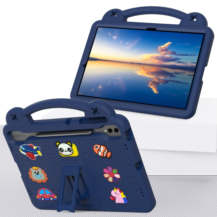 For Samsung Galaxy Tab S9 FE+ 12.4 X610N Handle Kickstand Children EVA Shockproof Tablet Case(Navy Blue) by bashfashion