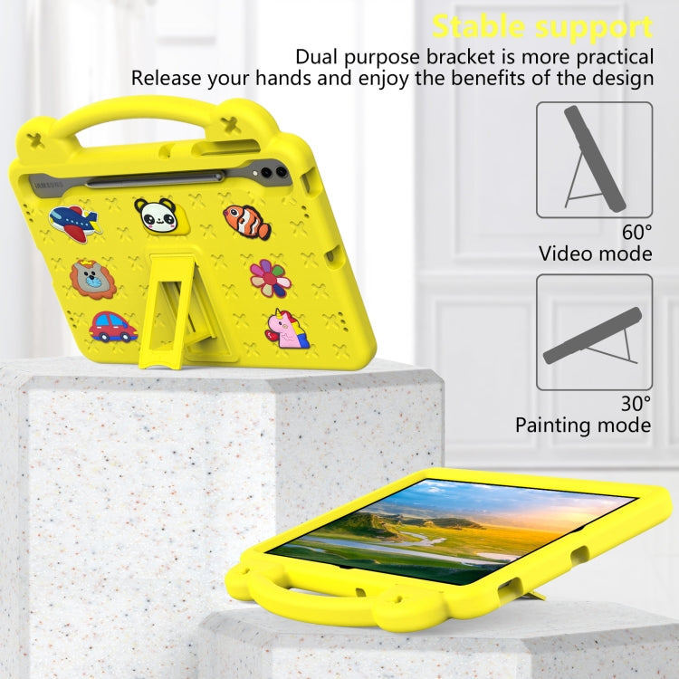 For Samsung Galaxy Tab S9+ 12.4 X810 Handle Kickstand Children EVA Shockproof Tablet Case(Yellow) by bashfashion