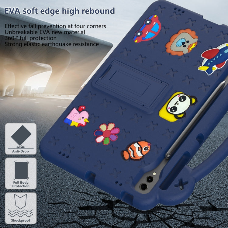For Samsung Galaxy Tab S9+ 12.4 X810 Handle Kickstand Children EVA Shockproof Tablet Case(Navy Blue) by bashfashion