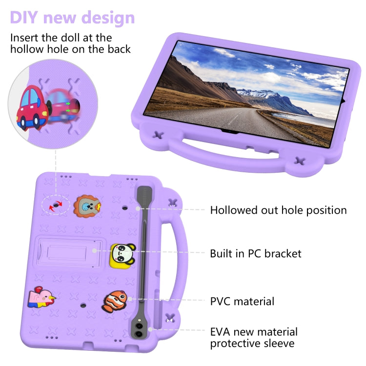 For Samsung Galaxy Tab S7+ / T970/T975/T976 Handle Kickstand Children EVA Shockproof Tablet Case(Light Purple) by bashfashion