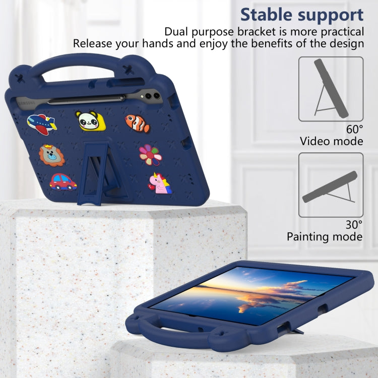 For Samsung Galaxy Tab S7+ / T970/T975/T976 Handle Kickstand Children EVA Shockproof Tablet Case(Navy Blue) by bashfashion