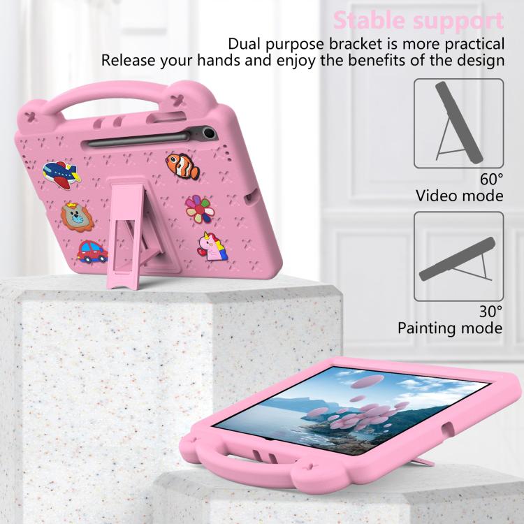 For Samsung Galaxy Tab S10 FE+ Handle Kickstand Children EVA Shockproof Tablet Case(Pink) by bashfashion