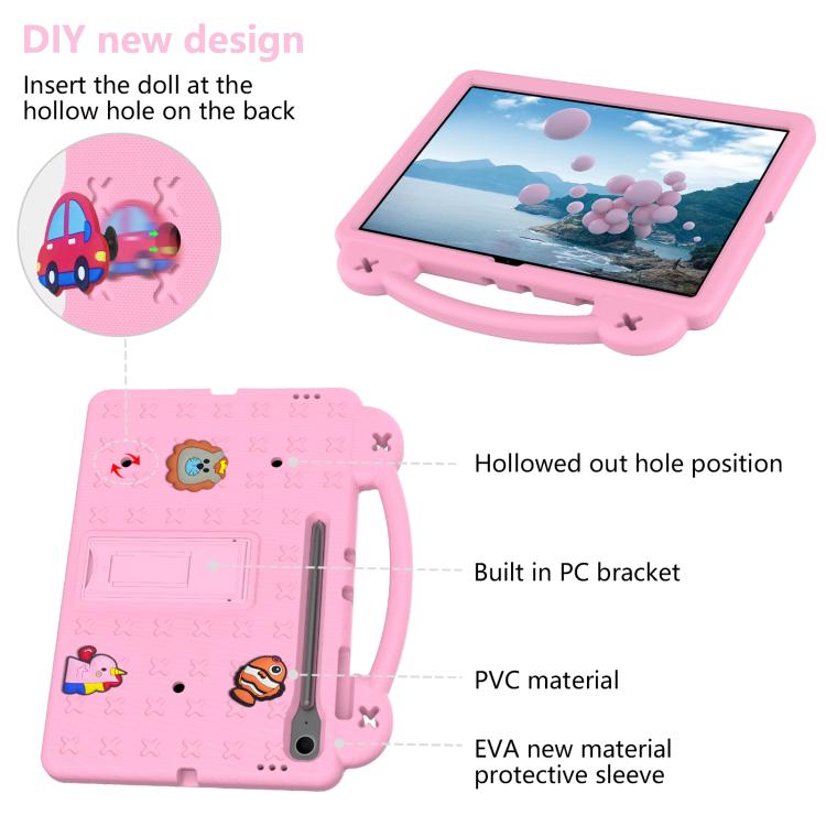 For Samsung Galaxy Tab S10 FE+ Handle Kickstand Children EVA Shockproof Tablet Case(Pink) by bashfashion