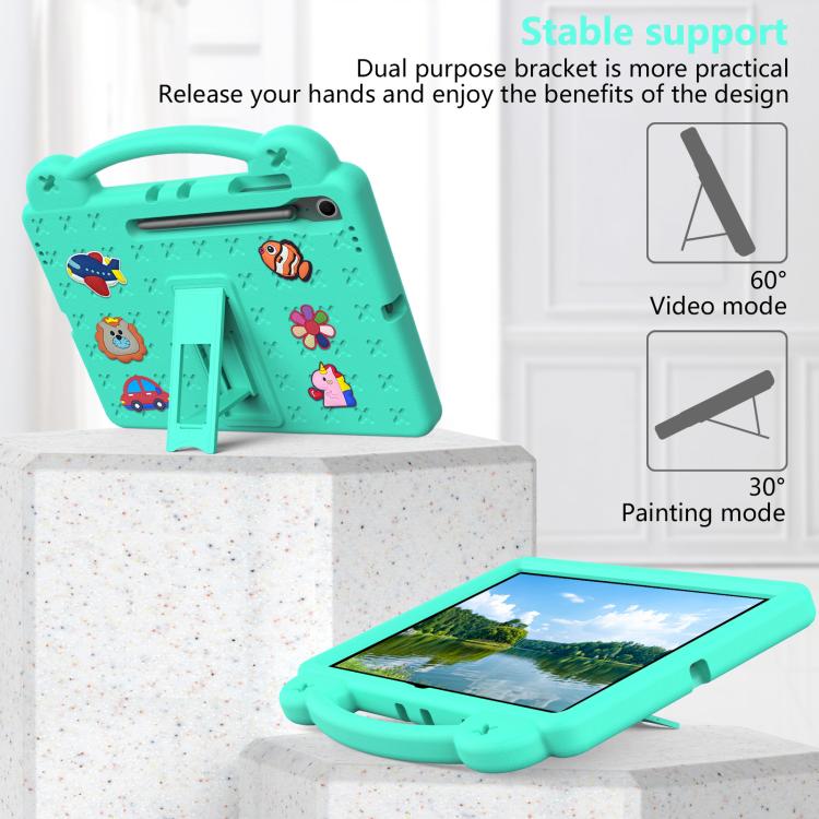For Samsung Galaxy Tab S10 FE+ Handle Kickstand Children EVA Shockproof Tablet Case(Mint Green) by bashfashion