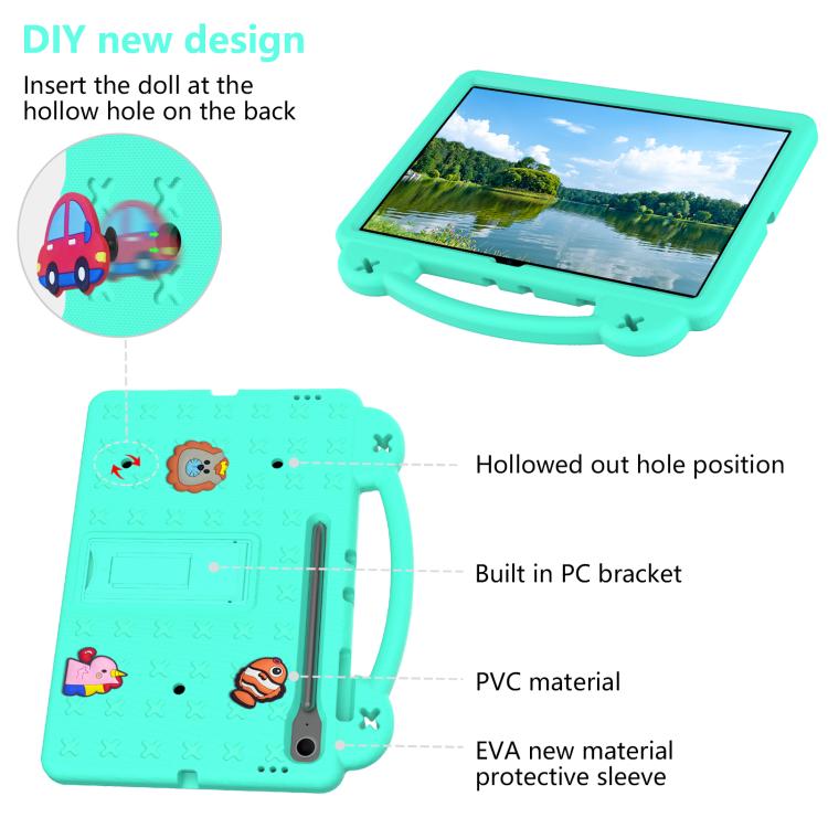 For Samsung Galaxy Tab S10 FE+ Handle Kickstand Children EVA Shockproof Tablet Case(Mint Green) by bashfashion