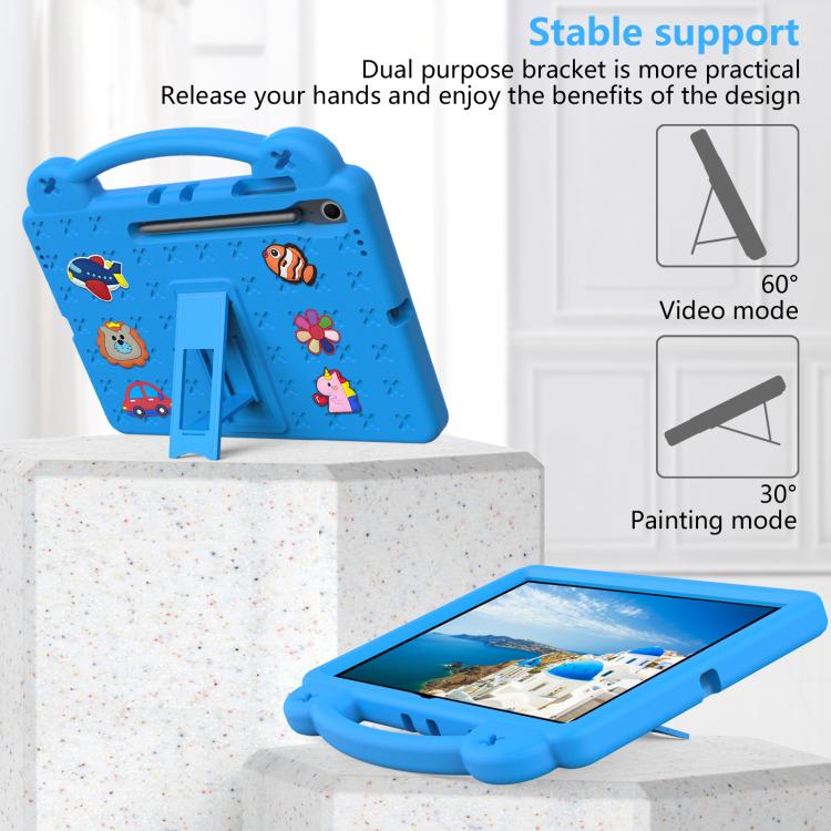 For Samsung Galaxy Tab S10 FE+ Handle Kickstand Children EVA Shockproof Tablet Case(Sky Blue) by bashfashion